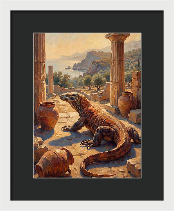 Komodo Dragon In Ancient Ruins