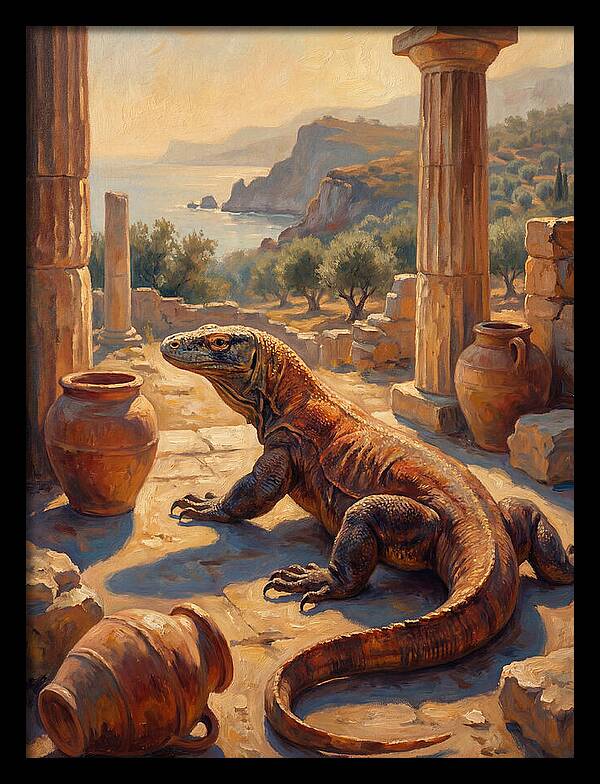 Komodo Dragon In Ancient Ruins