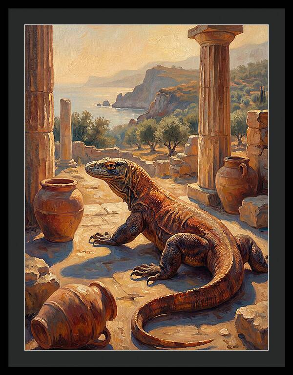 Komodo Dragon In Ancient Ruins