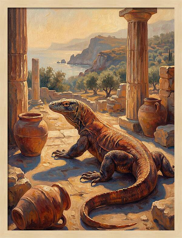 Komodo Dragon In Ancient Ruins