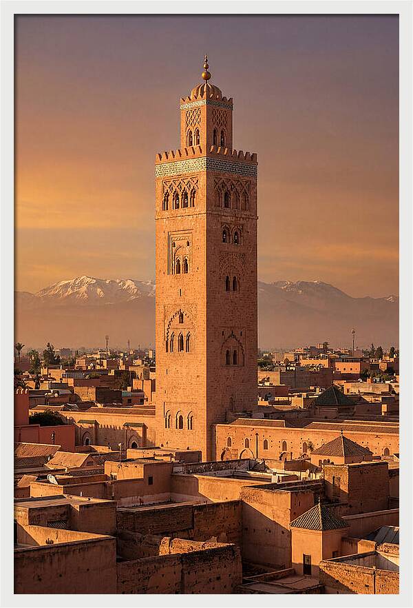 Koutoubia Mosque Minaret At Golden Hour