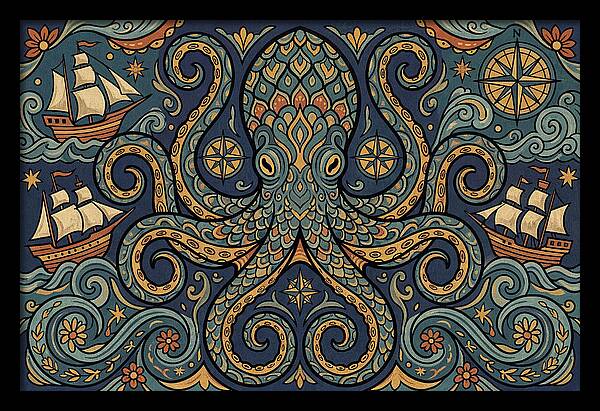 Kraken Folk Art