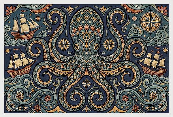 Kraken Folk Art