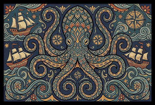 Kraken Folk Art
