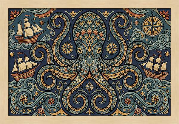 Kraken Folk Art