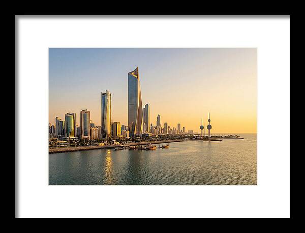 Kuwait City Skyline At Golden Hour