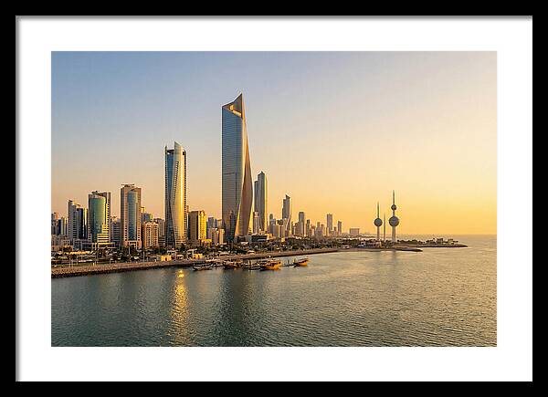 Kuwait City Skyline At Golden Hour