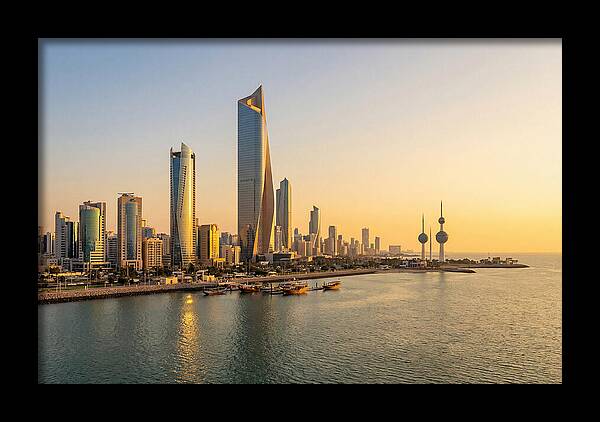 Kuwait City Skyline At Golden Hour