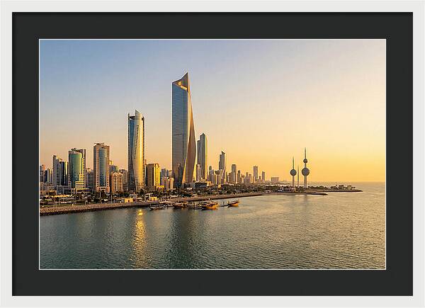 Kuwait City Skyline At Golden Hour