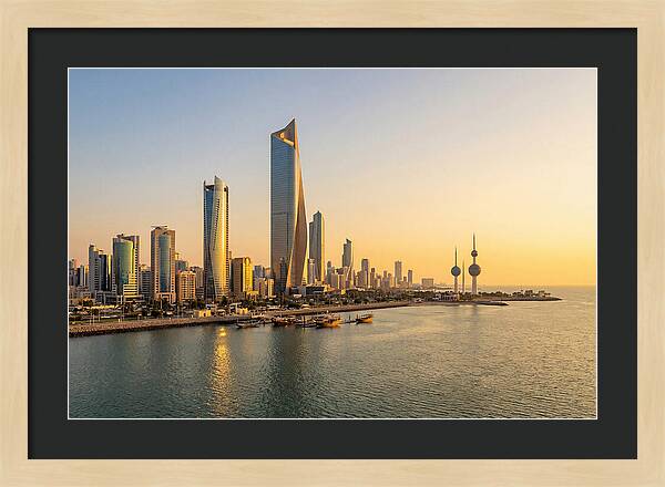 Kuwait City Skyline At Golden Hour