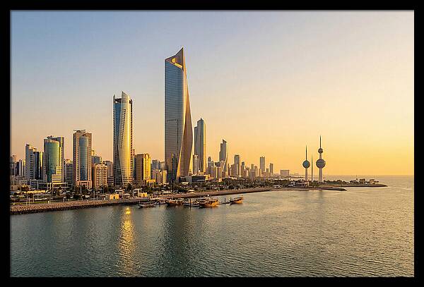 Kuwait City Skyline At Golden Hour