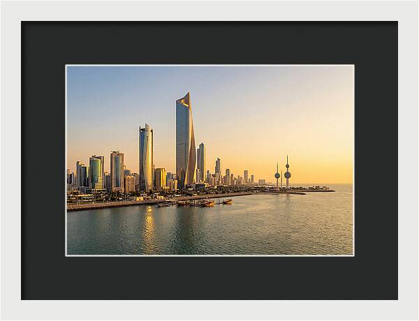 Kuwait City Skyline At Golden Hour