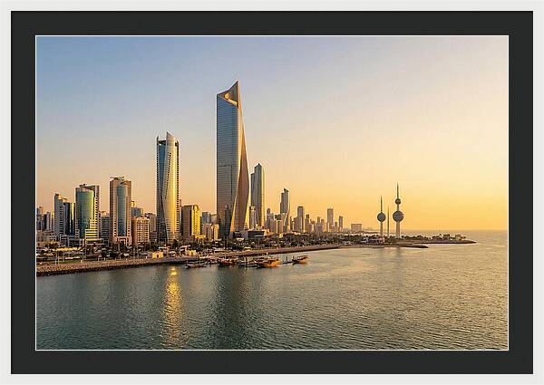 Kuwait City Skyline At Golden Hour