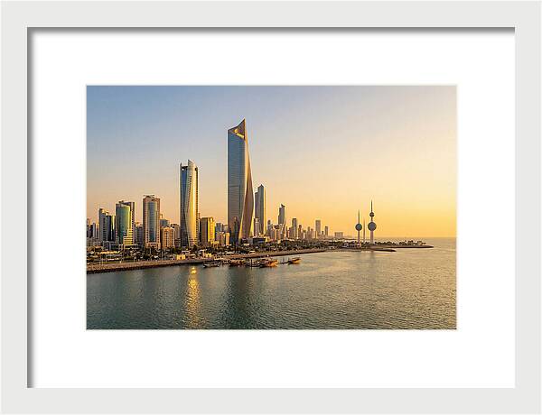 Kuwait City Skyline At Golden Hour