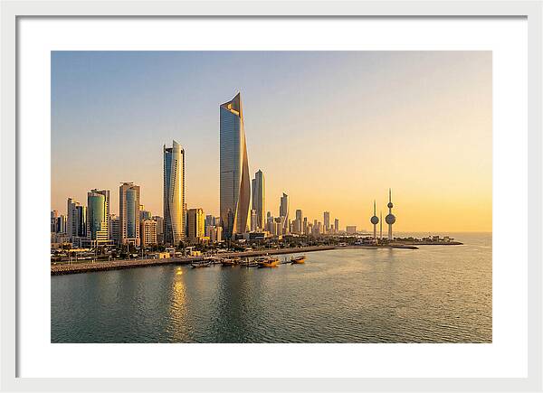 Kuwait City Skyline At Golden Hour