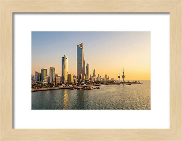 Kuwait City Skyline At Golden Hour