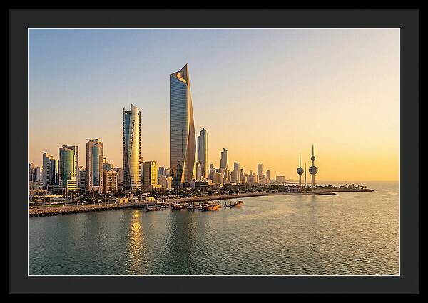 Kuwait City Skyline At Golden Hour