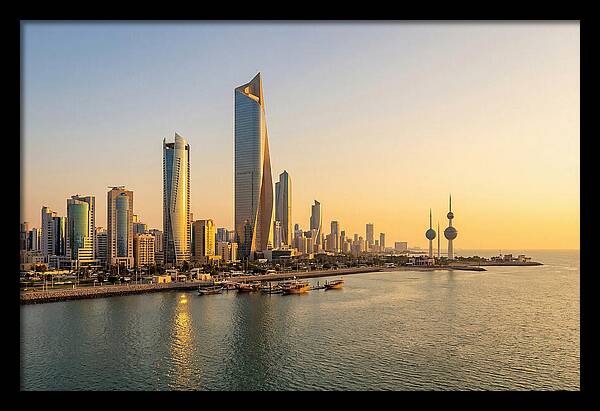 Kuwait City Skyline At Golden Hour