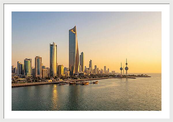 Kuwait City Skyline At Golden Hour