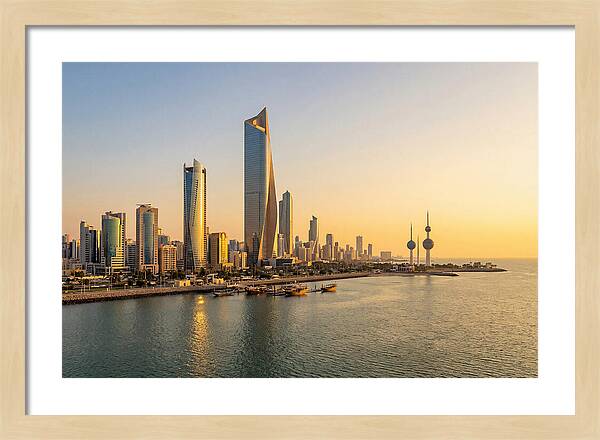 Kuwait City Skyline At Golden Hour