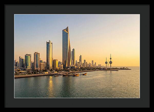 Kuwait City Skyline At Golden Hour