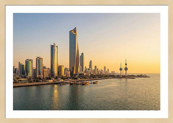 Kuwait City Skyline At Golden Hour