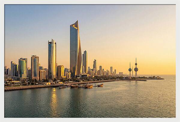 Kuwait City Skyline At Golden Hour