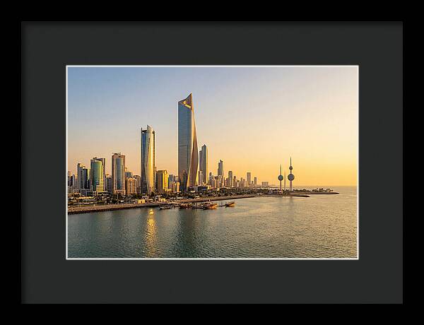 Kuwait City Skyline At Golden Hour