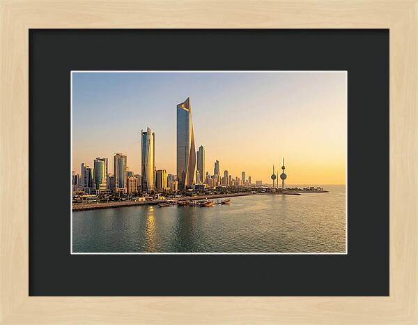 Kuwait City Skyline At Golden Hour