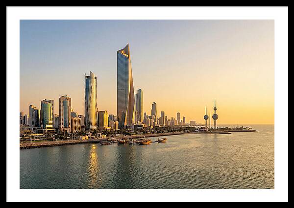 Kuwait City Skyline At Golden Hour