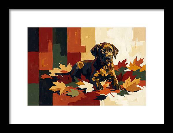 Labrador Retriever Puppy Among Leaves