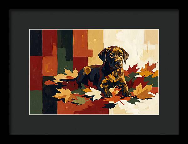 Labrador Retriever Puppy Among Leaves