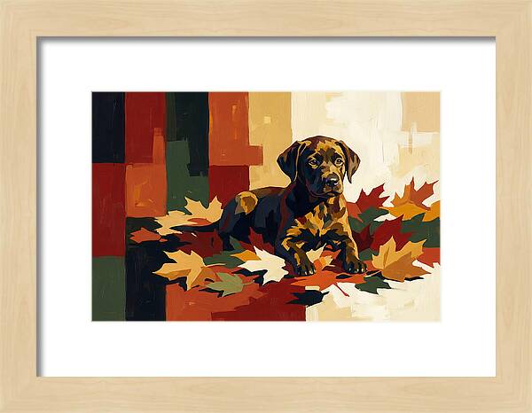 Labrador Retriever Puppy Among Leaves