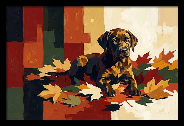 Labrador Retriever Puppy Among Leaves