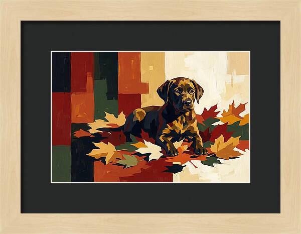 Labrador Retriever Puppy Among Leaves
