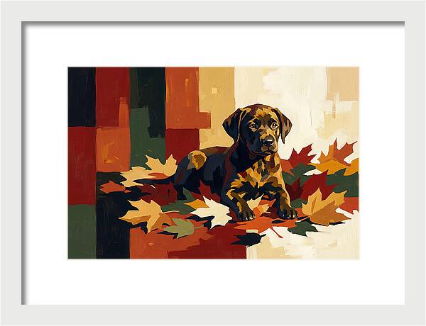 Labrador Retriever Puppy Among Leaves