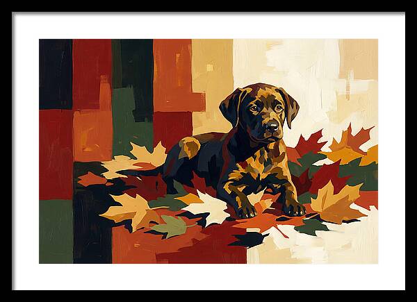Labrador Retriever Puppy Among Leaves