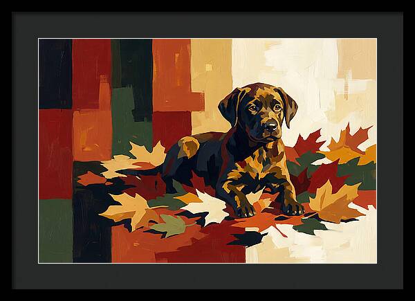 Labrador Retriever Puppy Among Leaves