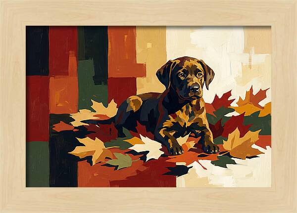 Labrador Retriever Puppy Among Leaves