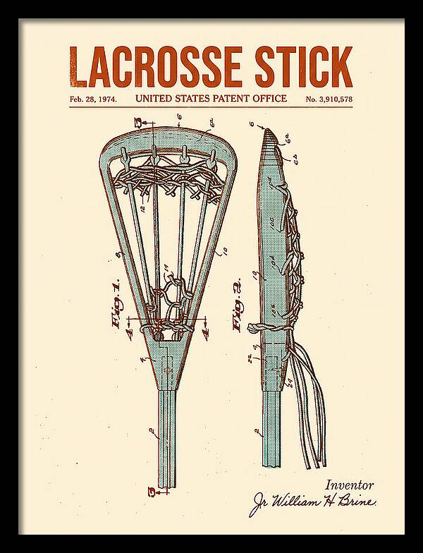 Lacrosse Stick Retro Patent Us3910578a