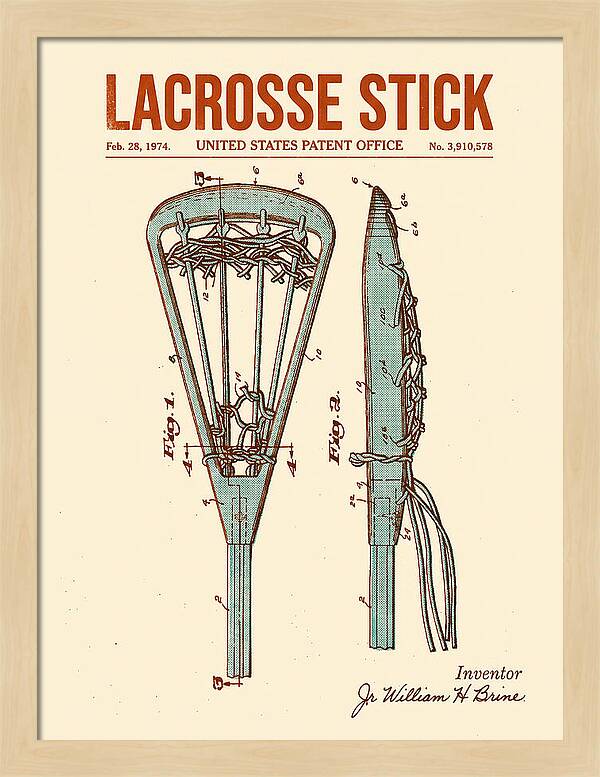 Lacrosse Stick Retro Patent Us3910578a