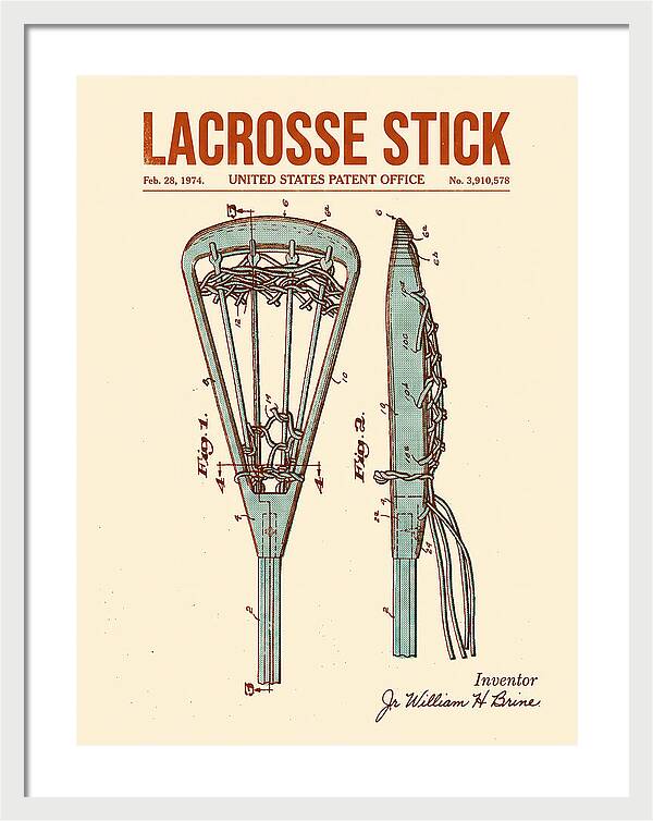 Lacrosse Stick Retro Patent Us3910578a