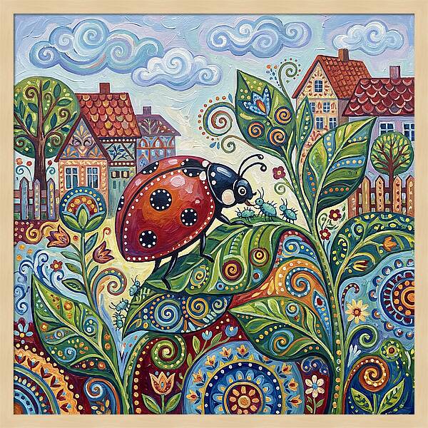 Ladybug In A Whimsical Garden