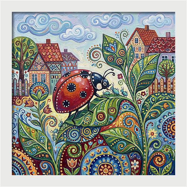 Ladybug In A Whimsical Garden