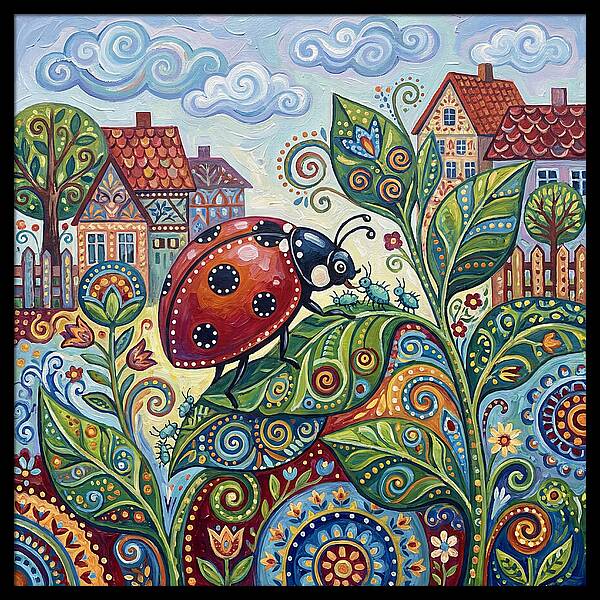 Ladybug In A Whimsical Garden