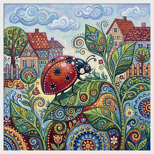Ladybug In A Whimsical Garden