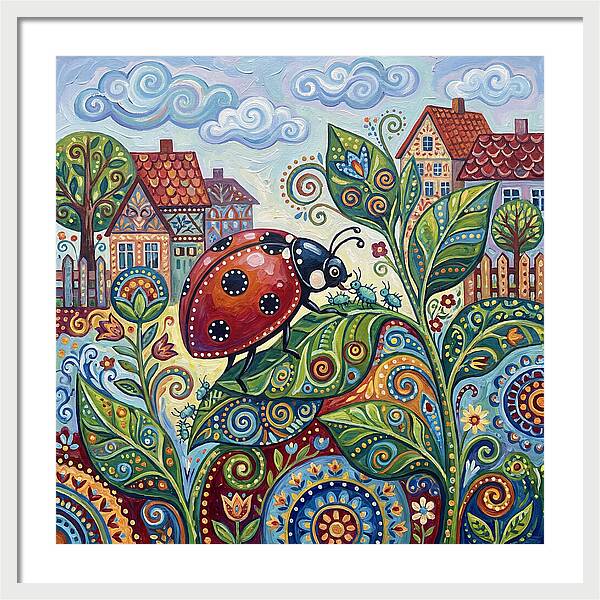 Ladybug In A Whimsical Garden