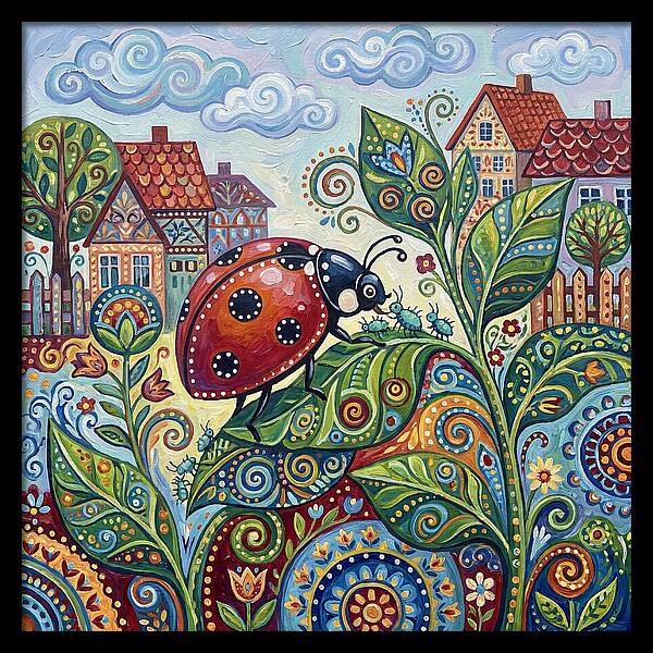 Ladybug In A Whimsical Garden