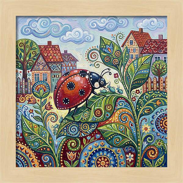 Ladybug In A Whimsical Garden