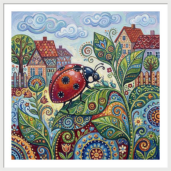 Ladybug In A Whimsical Garden